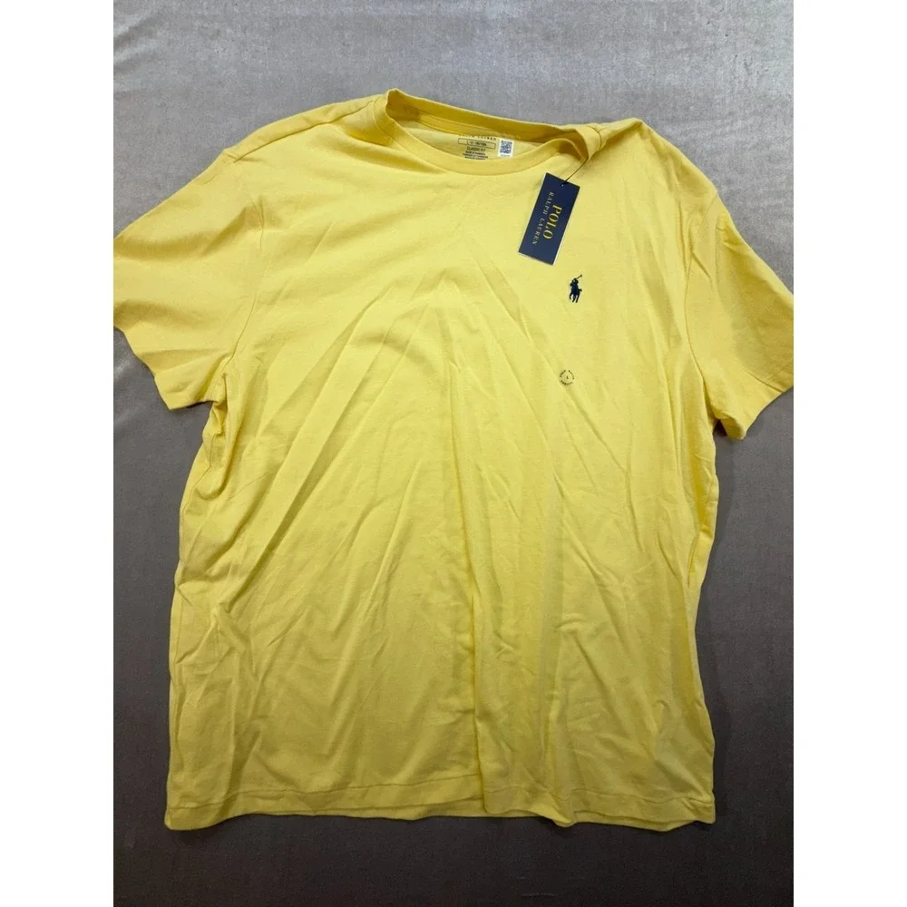 New Polo Ralph Lauren Men Classic Fit Crew Neck Shirt Yellow Large